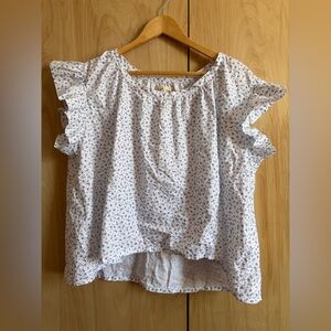 Harley Jae Floral White Ruffle Sleeve Top